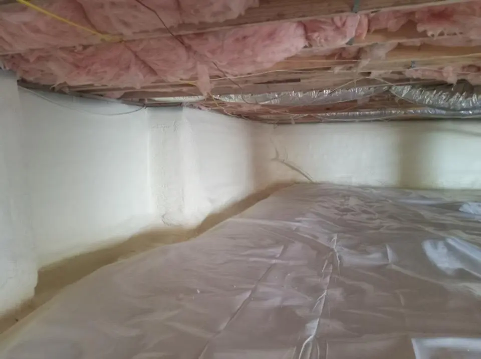 Crawl space encapsulation with closed-cell spray foam for Attic Insulation in Bridgewater Town